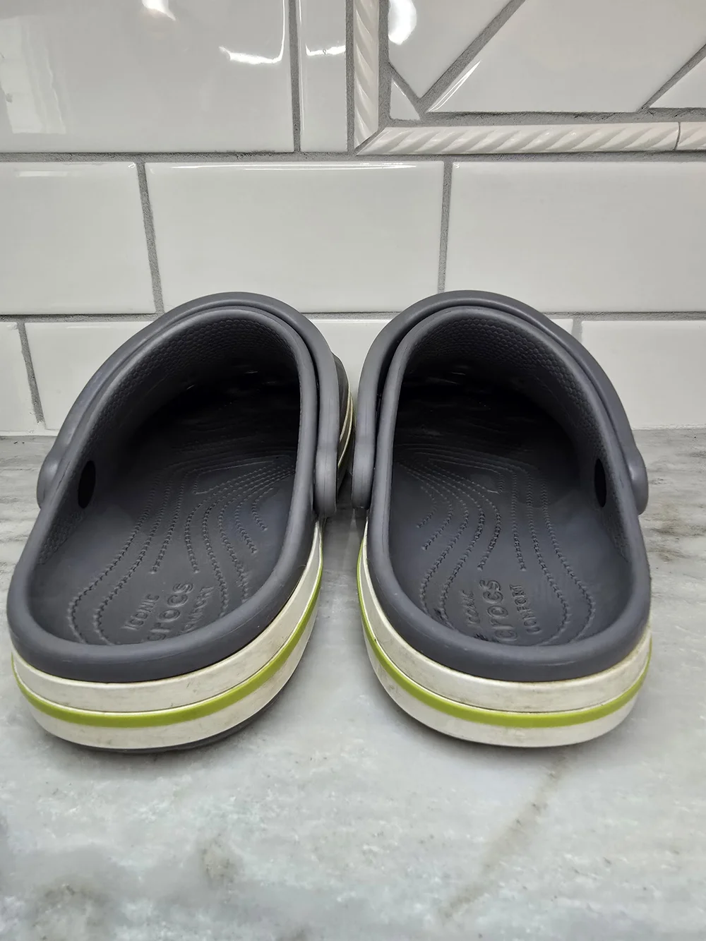 Crocs Crocband Clogs Gray Lime Green Men's 5 Women's 7